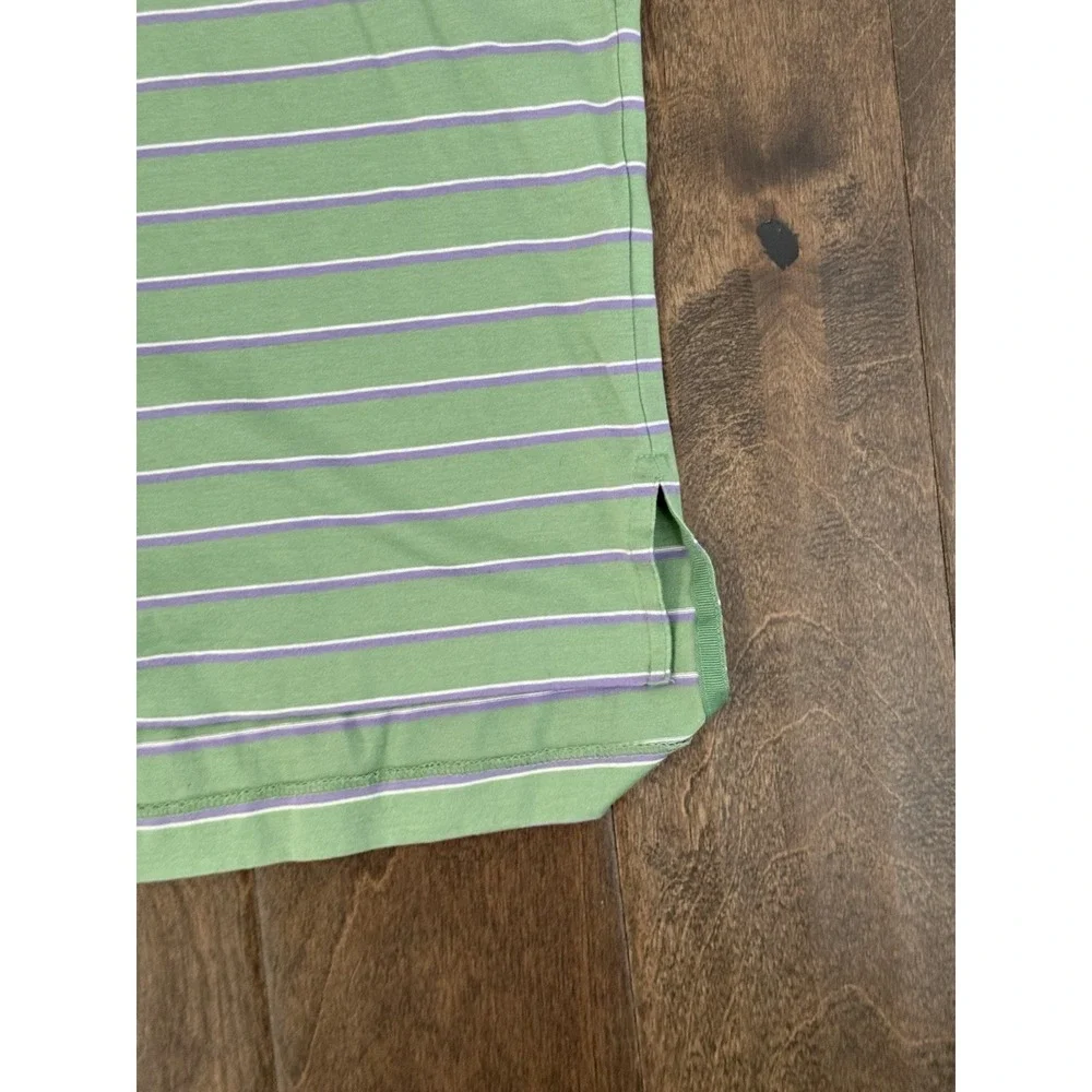 Vintage Ralph Lauren Polo Golf Shirt Mens 2XL Green Purple Striped Pima Cotton